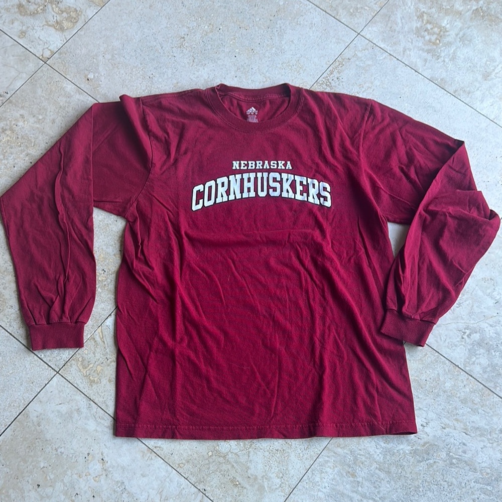 Adidas Red Long Sleeve Nebraska Cornhuskers Tee